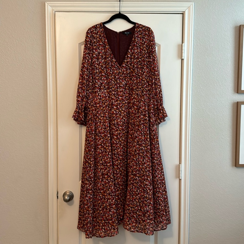 Madewell Faux Wrap Swiss Dot Floral Dress